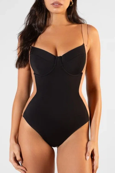 Ta3 Mega Sculpting Underwire B/c Cup One Peice Swimsuit In Black