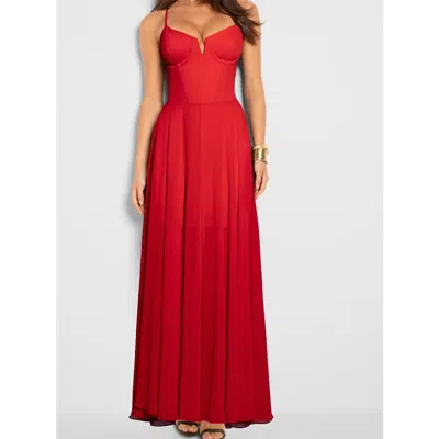 Ta3 Mega Sculpting V-wire Maxi Dress In Red