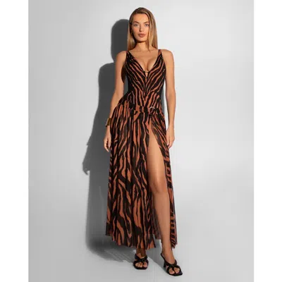 Ta3 Sheer Slit Mini Cover-up Skirt In Multi