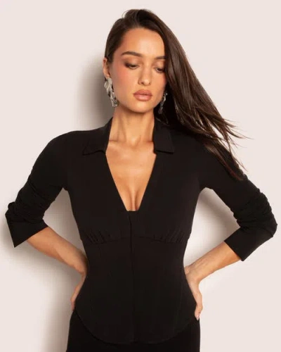 Ta3 Shirty Long Sleeve Top In Black