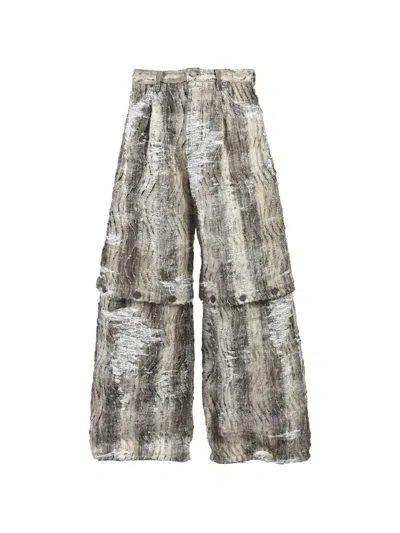 Taakk Abstract-pattern Jacquard Jeans In Gray