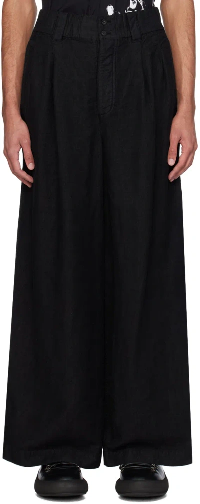 Taakk Black Garment-dyed Trousers