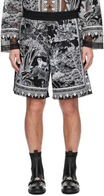 Taakk Black Jacquard Shorts