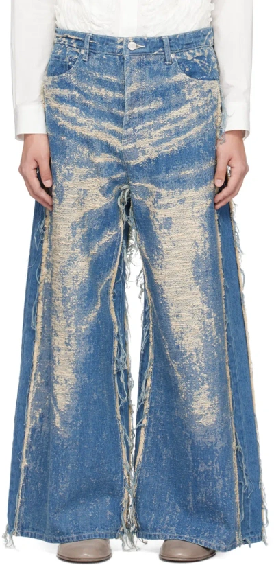 Taakk Blue Type 0 Jeans In Indigo Bleach