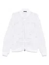 Taakk Embroidered Mesh Bomber Jacket In White