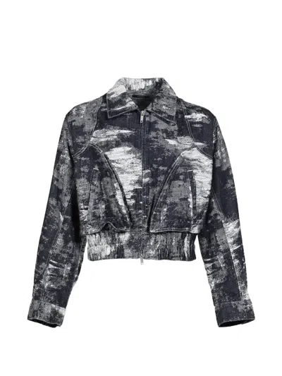 Taakk Faded-pattern Denim Jacket In Blue