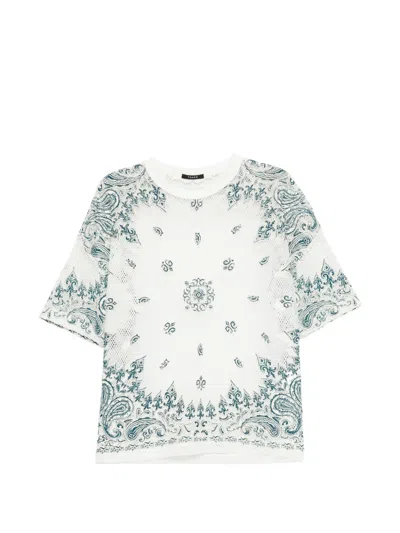 Taakk Paisley-print Mesh T-shirt In White