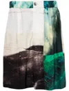 Taakk Patchwork-print Silk Shorts In Green