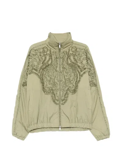Taakk Ruffled-appliqué Jacket In Green