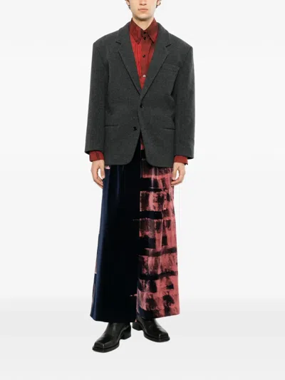 Taakk Velvet Checked-print Trousers In Blue