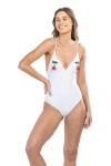 Tabacaru Catherine Cherries One-piece Swimsuit In White