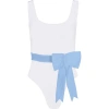 Tabacaru Jane One-piece Swimsuit With Blue Bow In White