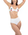 Tabacaru Stella High Waisted Two-piece Swimsuit With Cherries In White