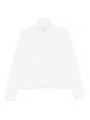 Tabaroni Cashmere Ribbed Mock Neck Cashmere Sweater In White