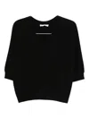 Tabaroni Cashmere Deep V-neck Cashmere Sweater With Relaxed Fit In Black