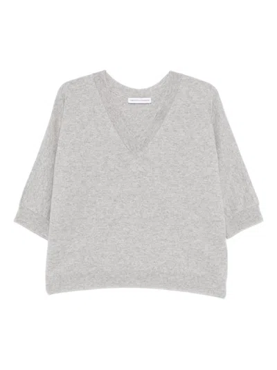 TABARONI CASHMERE GREY V-NECK SWEATER
