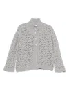 Tabaroni Cashmere Knitted Grey Cardigan With Textured Openwork Pattern In Animal Print