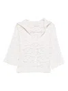 Tabaroni Cashmere Openwork White Knit Top With Scalloped Hem In White