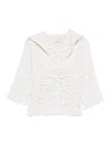 Tabaroni Cashmere Openwork White Knit Top With Scalloped Hem In White