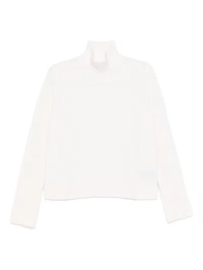 Tabaroni Cashmere Ribbed Mock Neck Cashmere Sweater In White