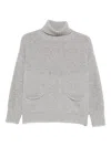 Tabaroni Cashmere Roll-neck Textured Sweater In Gray
