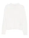 Tabaroni Cashmere Textured Knit Cashmere Sweater With High Turtleneck In White
