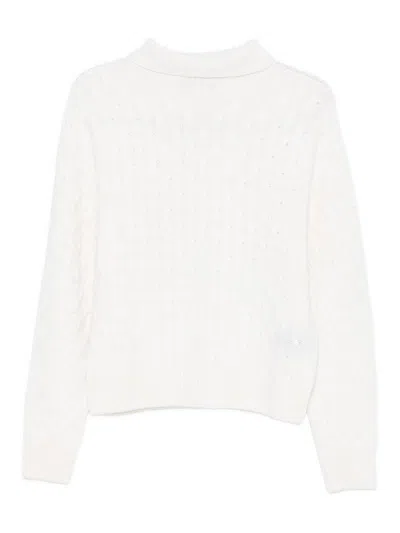 TABARONI CASHMERE WHITE CASHMERE TURTLENECK SWEATER