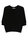 Tabaroni Cashmere Deep V-neck Cashmere Sweater With Relaxed Fit In Black