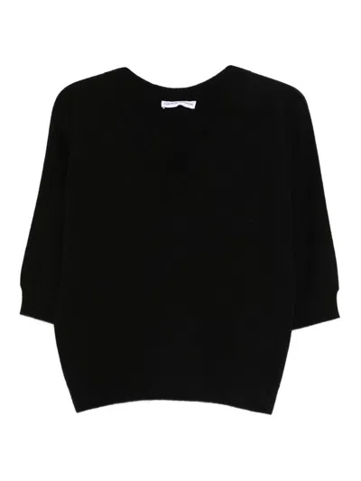 TABARONI CASHMERE SUÉTER CON CUELLO DE PICO - NEGRO