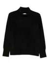 Tabaroni Cashmere High-neck Cashmere Sweater With Ribbed Details In Black