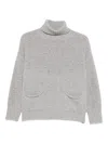 Tabaroni Cashmere Roll-neck Textured Sweater In Gray