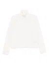 Tabaroni Cashmere Ribbed Mock Neck Cashmere Sweater In White