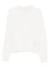 Tabaroni Cashmere Textured Knit Cashmere Sweater With High Turtleneck In White
