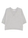 Tabaroni Cashmere Relaxed Fit Grey Cashmere Sweater With V-neckline And Ribbed Cuffs In Gray