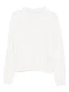 Tabaroni Cashmere Textured Knit Cashmere Sweater With High Turtleneck In White