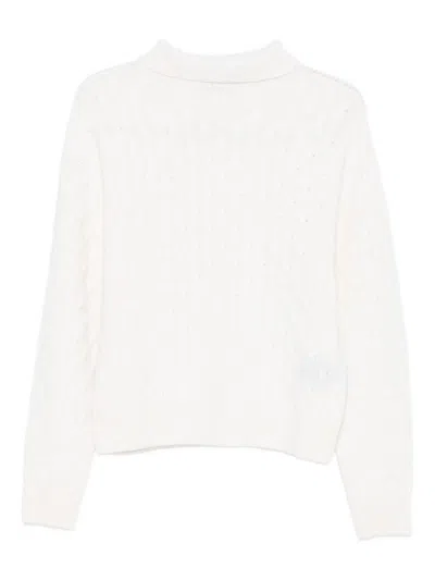 TABARONI CASHMERE WHITE KNITTED SWEATER