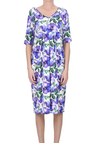 Tabata Flower Print Jersey Dress In Blue
