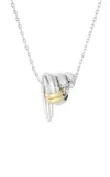Tabayer 18k White And Yellow Gold Zorae Pendant Necklace; Small Swirl Version With Diamonds In Metallic