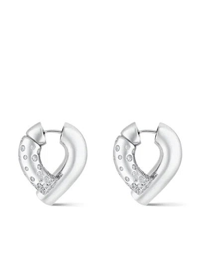 Tabayer 18k White Gold Oera Diamond Hoop Earrings In Silver