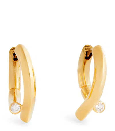 Tabayer Mini Yellow Gold And Diamond Oera Edition 03 Hoop Earrings