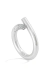 Tabayer Oera Knot Diamond Bypass Ring In Silver