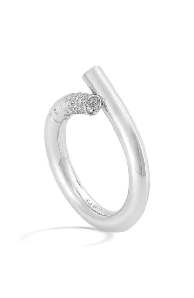 Tabayer Oera Knot Diamond Bypass Ring In Silver