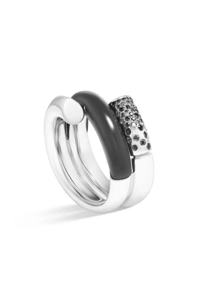 Tabayer Oera Pavé Diamond Wraparound Ring In Silver