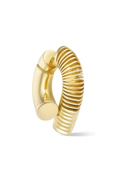 Tabayer Ribbed Hoop Earrings In Yellow Gold