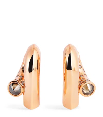 Tabayer Rose Gold And Diamond Oera Hoop Earrings