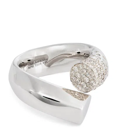 Tabayer White Gold And Pavé Diamond Oera Ring In Silver