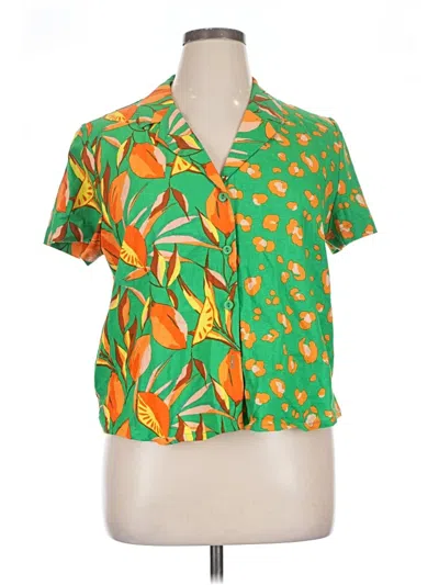 Pre-owned Tabitha Brown For Target Short Sleeve Blouse In Green