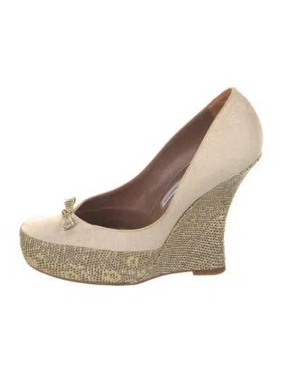 Pre-owned Tabitha Simmons Animal Print Bow Accents Pumps In Neutrals