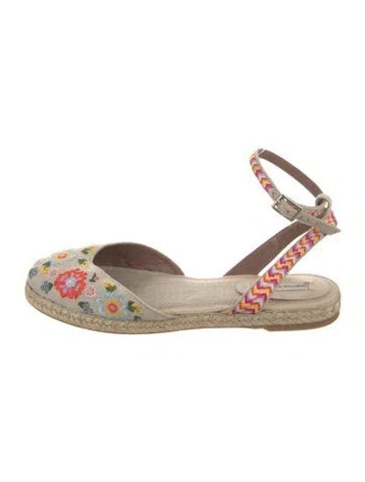 Pre-owned Tabitha Simmons Canvas Floral Print Espadrilles In Gray