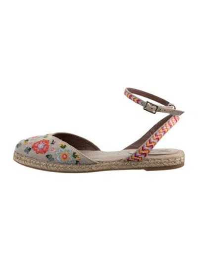Pre-owned Tabitha Simmons Canvas Floral Print Espadrilles In Grey/neutrals